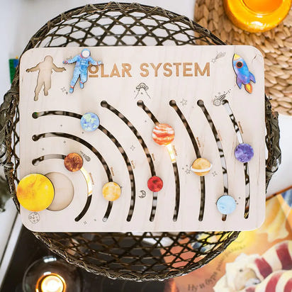 Explore the Universe Through Play — A Montessori Wooden Solar System Toy That Teaches Science the Fun Way.