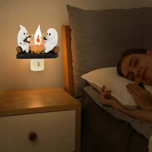 Ghost Bonfire Night Light - Cozy Halloween Decor with Warm Glow - Home Kartz