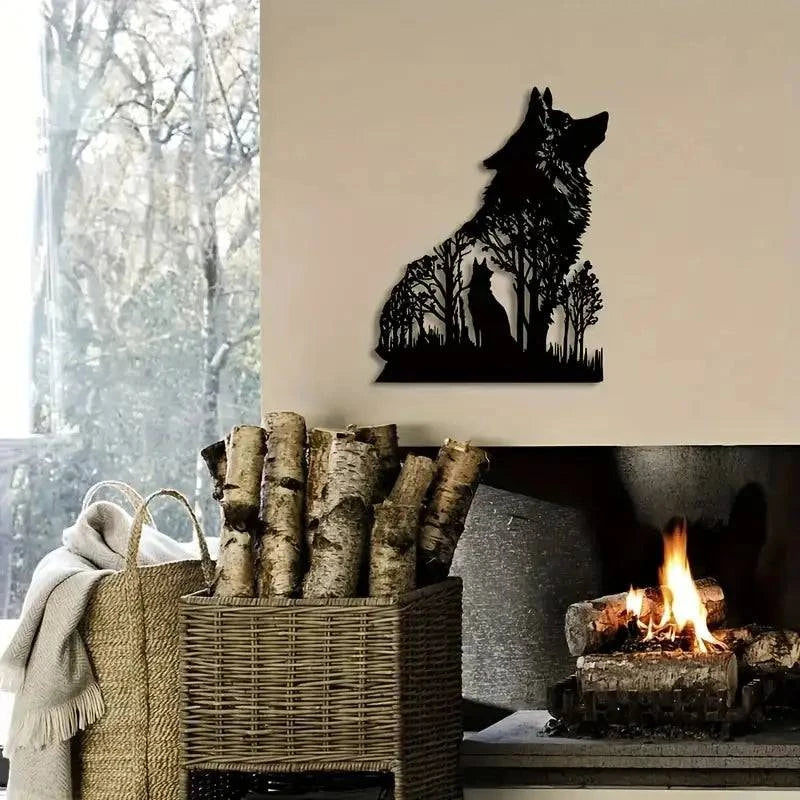 Halloween Black Wolf Wall Decoration - Bold and Spooky Metal Art - Home Kartz