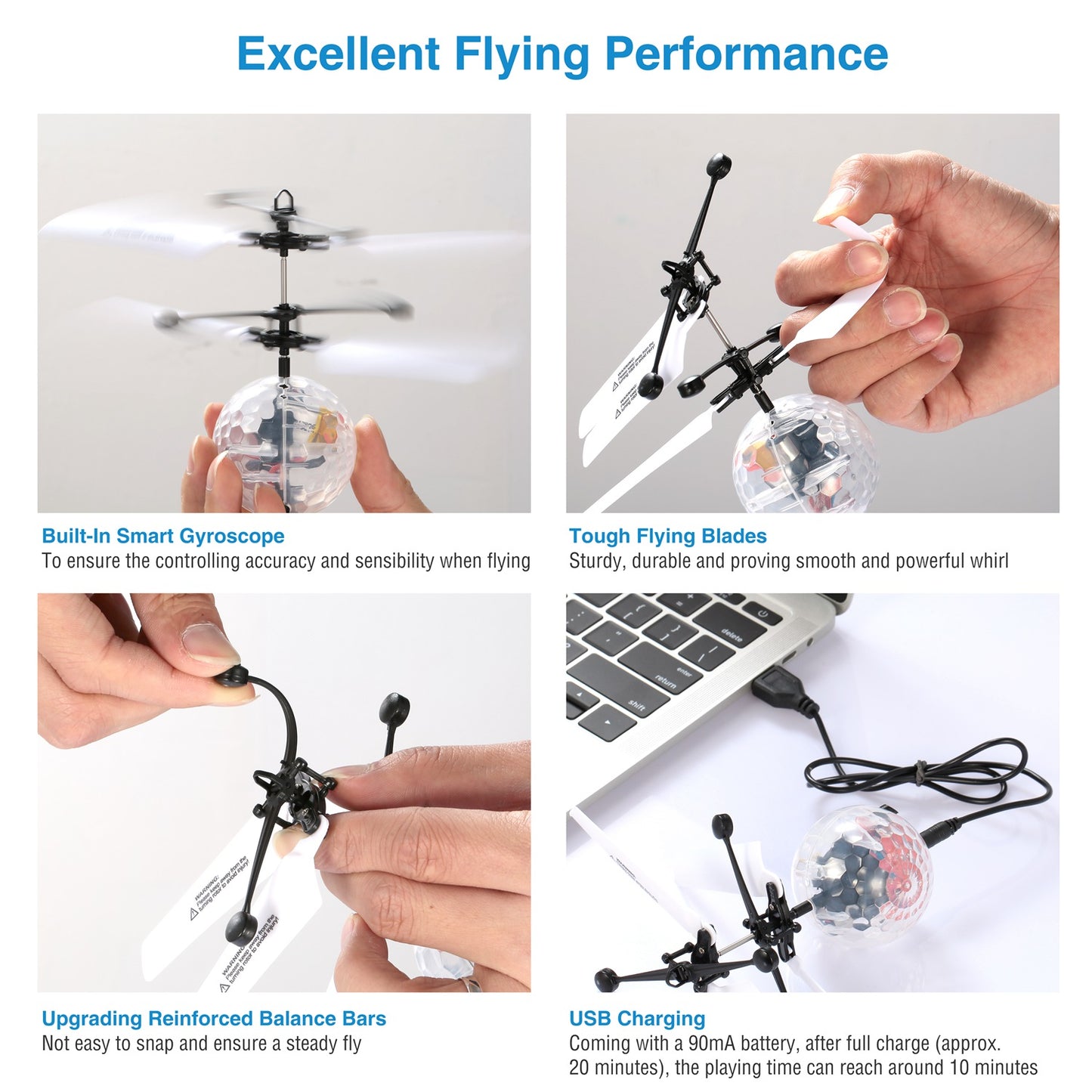 Hand-Controlled Flying Ball Toy with LED Lights