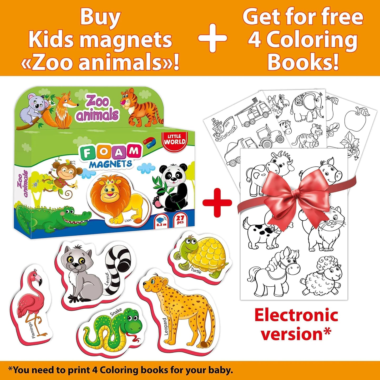 🦁 27-Piece Zoo Animal Magnets – Fun Learning on the Fridge!