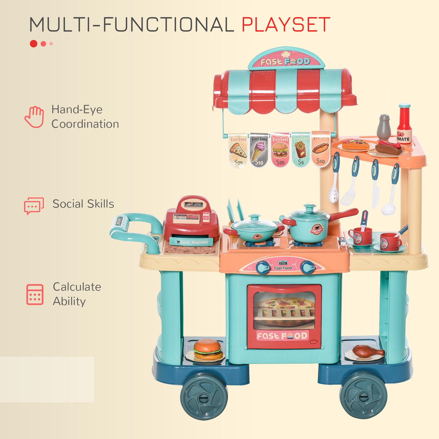 🍳 From Chef to CEO. The 3-in-1 Food Stand That Turns Your Playroom Into a Busy Bistro, Grocery Shop, and Cashier Counter