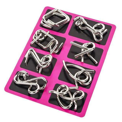 8-Piece Metal Montessori IQ Brain Teaser Puzzle Set – Fun & Challenging Puzzles for All Ages - Home Kartz
