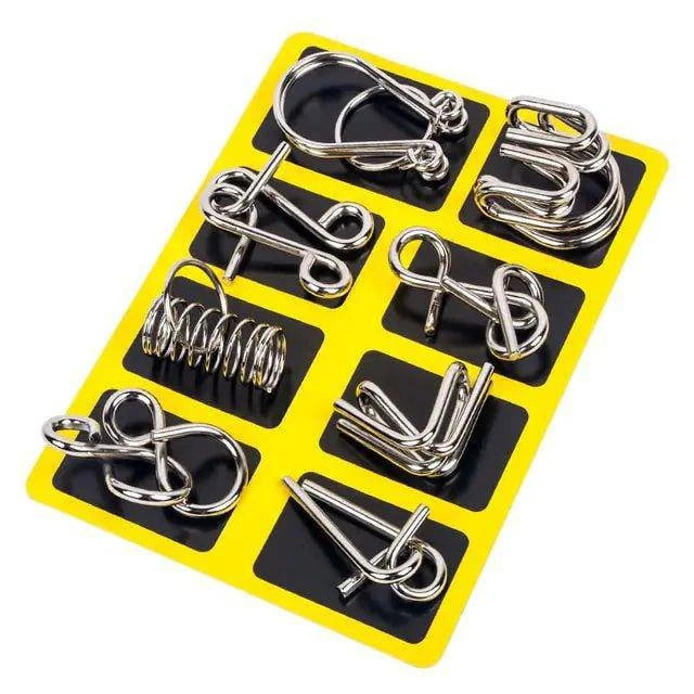 8-Piece Metal Montessori IQ Brain Teaser Puzzle Set – Fun & Challenging Puzzles for All Ages - Home Kartz