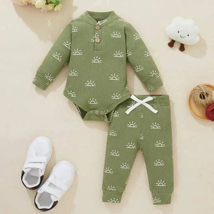 Introducing Our Adorable and Practical Newborn Fashion Bundle: Baby Bodysuits and Elastic Pants Set - Home Kartz