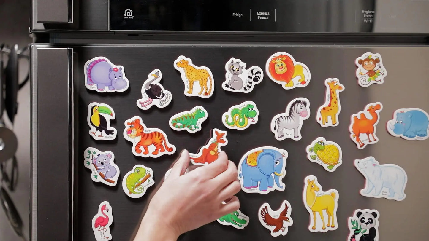 🦁 27-Piece Zoo Animal Magnets – Fun Learning on the Fridge!