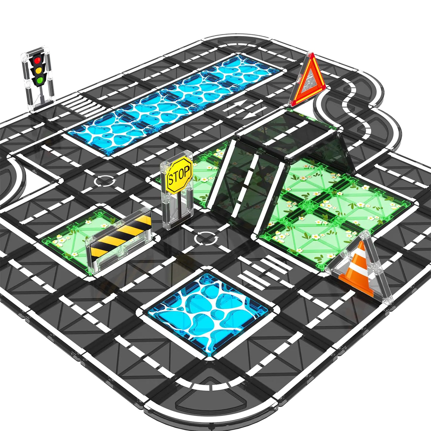 🚧 City Builder: Magnetic Road Tiles Construction Set – 35 Pieces! 🏎️✨