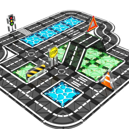 🚧 City Builder: Magnetic Road Tiles Construction Set – 35 Pieces! 🏎️✨