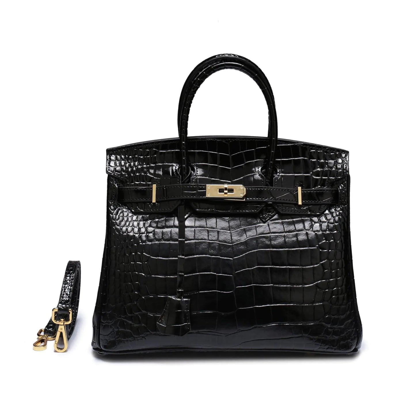 Timeless Elegance, Everyday Practicality: Your Genuine Leather Crocodile Pattern Shoulder Tote Bag