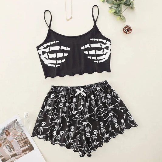 Women’s Halloween Two-Piece Pajama Set – Cozy Polyester Sleepwear - Home Kartz