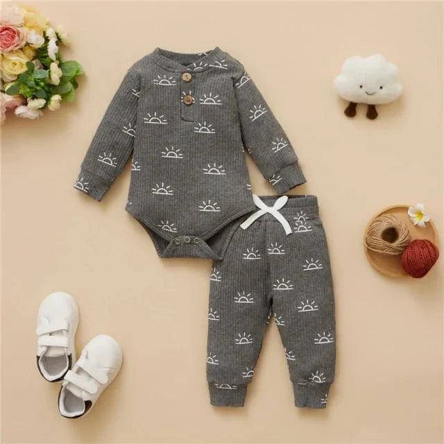 Introducing Our Adorable and Practical Newborn Fashion Bundle: Baby Bodysuits and Elastic Pants Set - Home Kartz