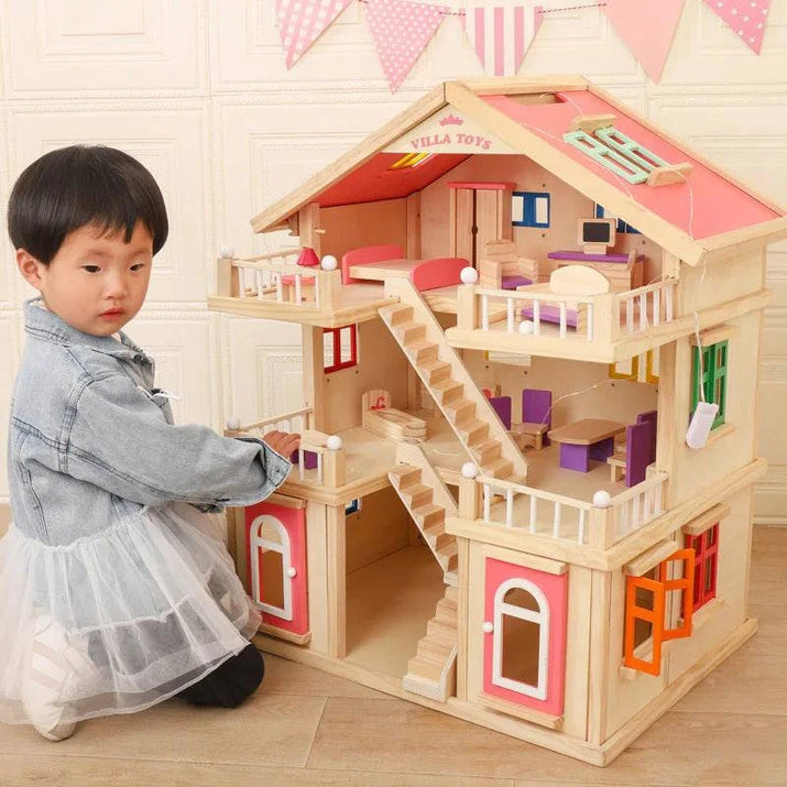 Wooden Villa Playset for Toddlers | Early Education & Imagination Toy - Home Kartz