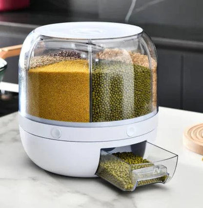 360° Rotating Grains Storage Box – Innovative Dry Food Dispenser for Effortless Kitchen Organization - Home Kartz