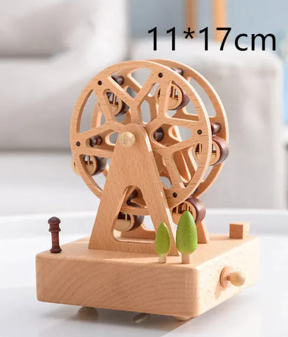 Rotating Wooden Music Box: Handcrafted Carousel for Timeless Joy & Soothing Melodies