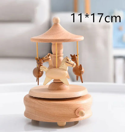 Rotating Wooden Music Box: Handcrafted Carousel for Timeless Joy & Soothing Melodies