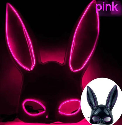 LED Bunny Mask with Long Ears - Neon Glow Mask for Halloween - Home Kartz
