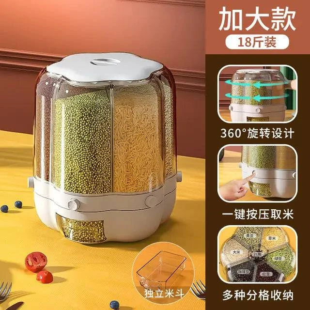 360° Rotating Grains Storage Box – Innovative Dry Food Dispenser for Effortless Kitchen Organization - Home Kartz