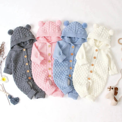Embrace Cozy Chic: The Ultimate Ear Knit Romper with Hoodie for Your Little One 🌟👶 - Home Kartz