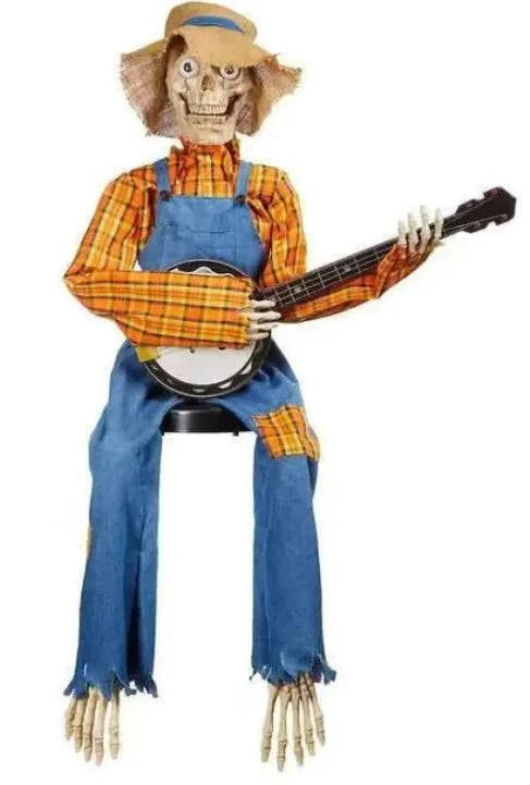 Halloween Banjo Skeleton Decoration – Light-Up and Classic | Fun and Durable - Home Kartz