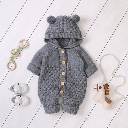 Embrace Cozy Chic: The Ultimate Ear Knit Romper with Hoodie for Your Little One 🌟👶 - Home Kartz