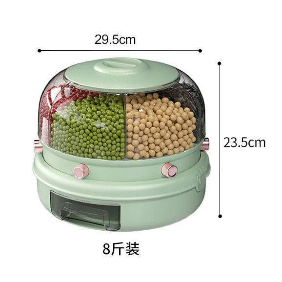 360° Rotating Grains Storage Box – Innovative Dry Food Dispenser for Effortless Kitchen Organization - Home Kartz