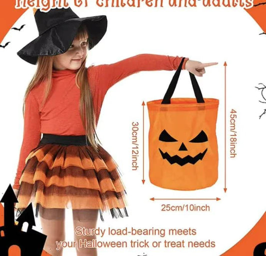 Halloween Glowing Pumpkin Candy Bag with LED Lights | Durable Trick-or-Treat Bag - Home Kartz