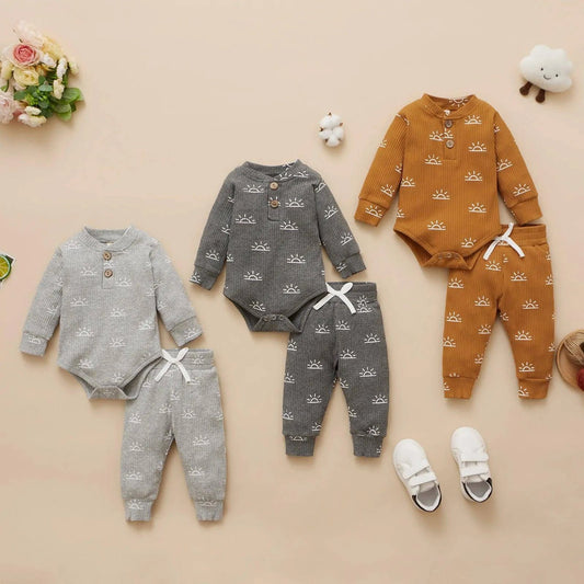 Introducing Our Adorable and Practical Newborn Fashion Bundle: Baby Bodysuits and Elastic Pants Set - Home Kartz