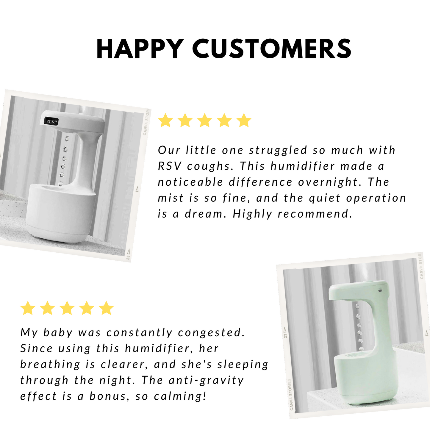 Large Portable Anti-Gravity Hygienic Ultrasonic Cool Mist Humidifier for RSV, Kids, Babies and Adults