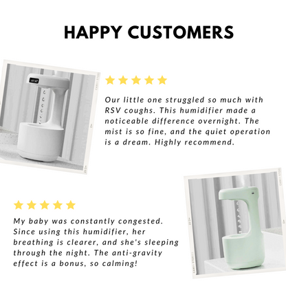 Large Portable Anti-Gravity Hygienic Ultrasonic Cool Mist Humidifier for RSV, Kids, Babies and Adults