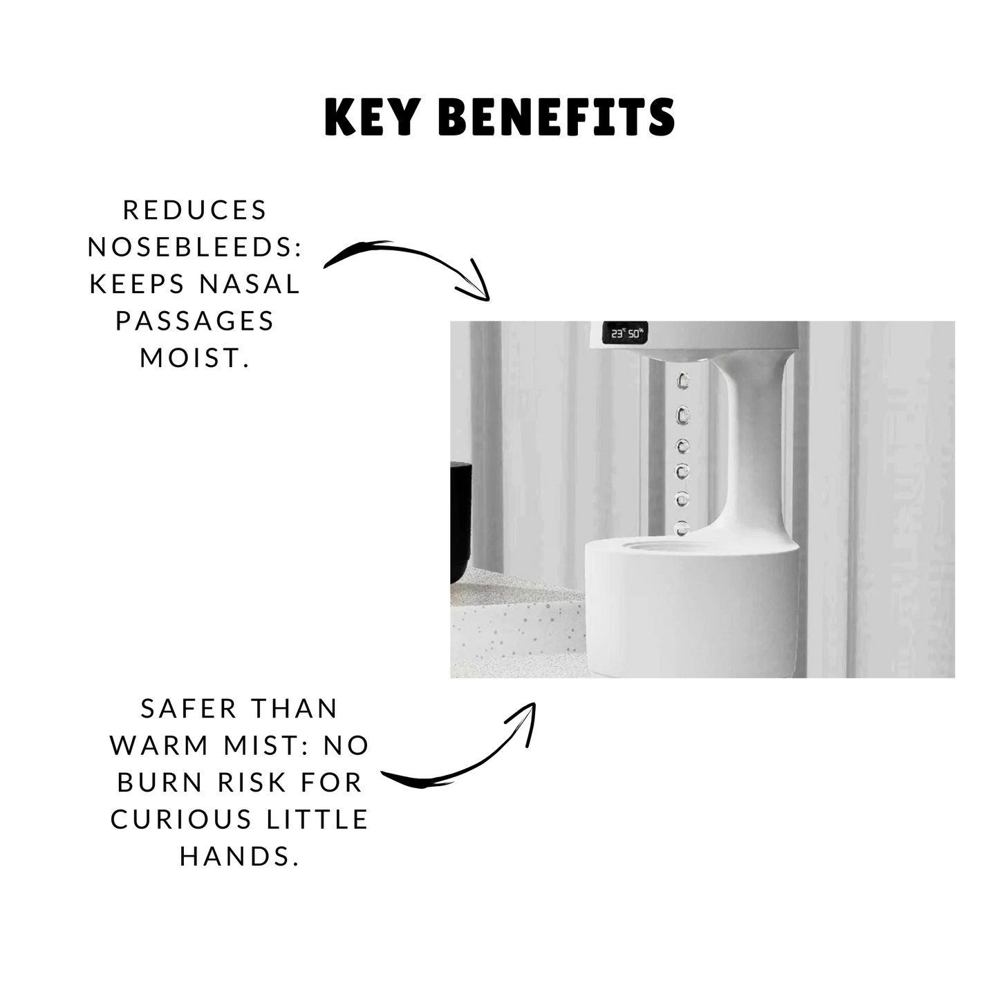 Large Portable Anti-Gravity Hygienic Ultrasonic Cool Mist Humidifier for RSV, Kids, Babies and Adults