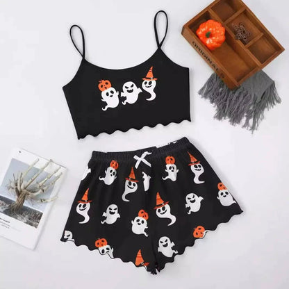 Women’s Halloween Two-Piece Pajama Set – Cozy Polyester Sleepwear - Home Kartz