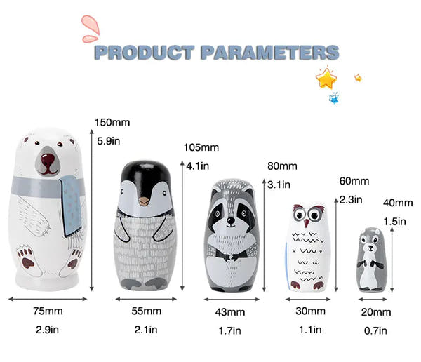 Stack, Discover & Smile - Adorable Wooden Animal Dolls That Teach Size & Sequence!