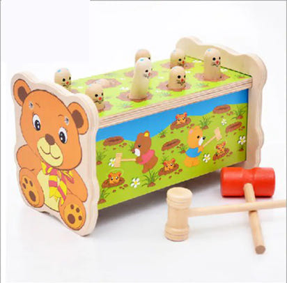 Knock, Learn & Laugh: Wooden Hammer Whack-a-Mole Toy! 🔨🐭