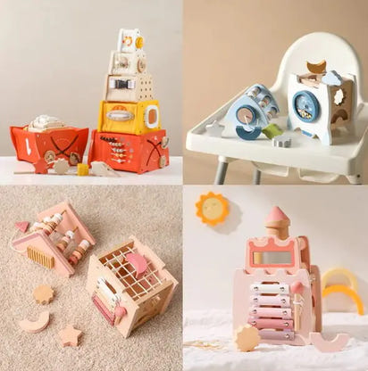 Montessori Wooden 5-in-1 Educational Toy | Multi-Activity Center for Skills & Focus Eco Kids Bay