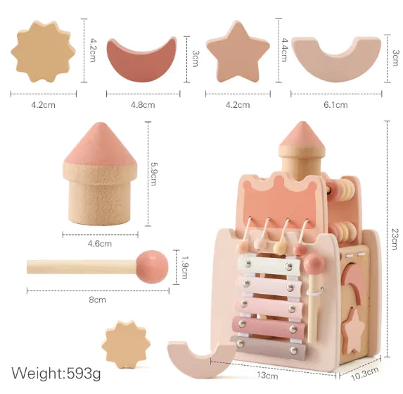 Unlock Their Cognitive Castle: Montessori Wooden Pink House Blocks - Build, Learn, and Grow! 🏰🧠💖 - Home Kartz