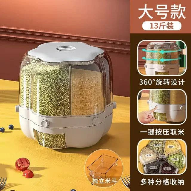 360° Rotating Grains Storage Box – Innovative Dry Food Dispenser for Effortless Kitchen Organization - Home Kartz