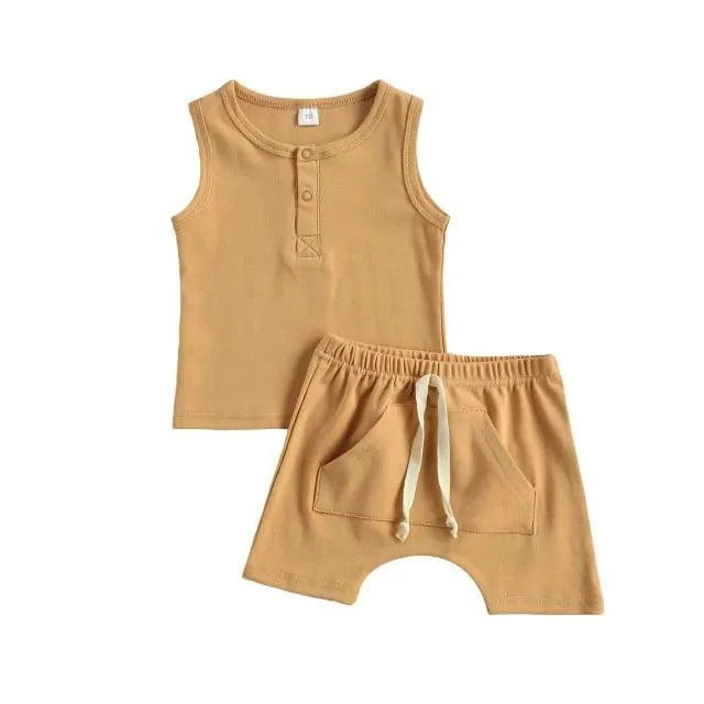 Stylish Two-Piece Tank and Shorts Suit for Baby Summer Outings - Home Kartz