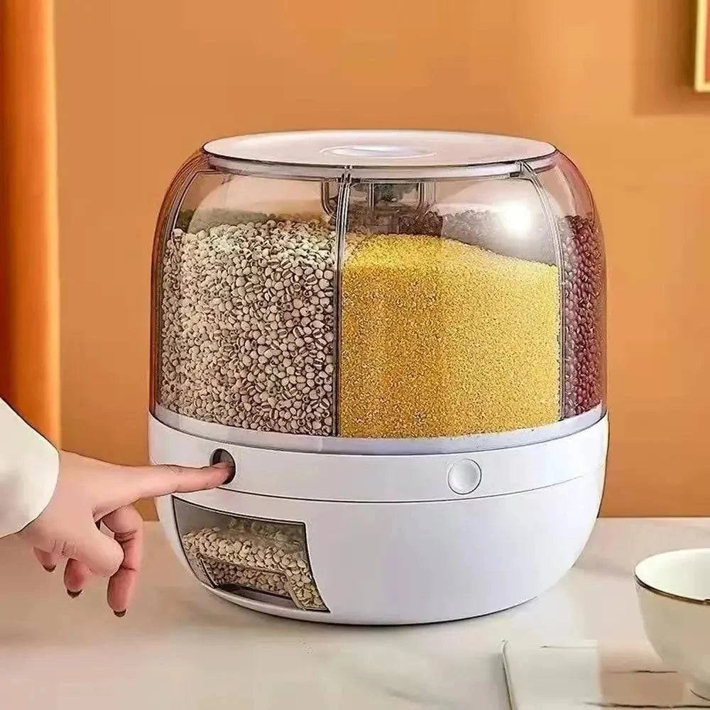 360° Rotating Grains Storage Box – Innovative Dry Food Dispenser for Effortless Kitchen Organization - Home Kartz