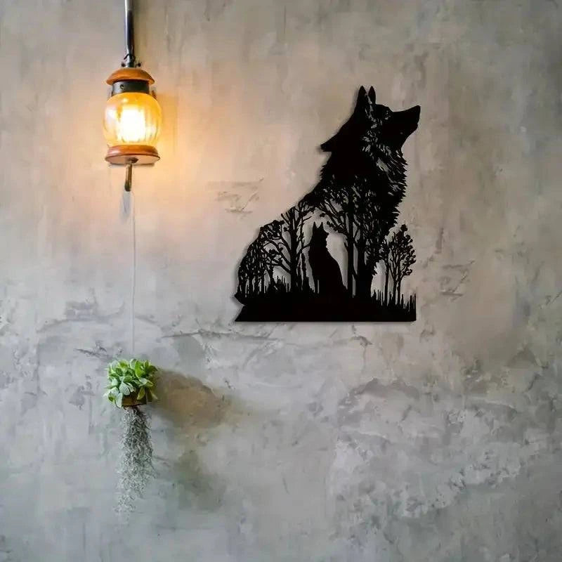 Halloween Black Wolf Wall Decoration - Bold and Spooky Metal Art - Home Kartz