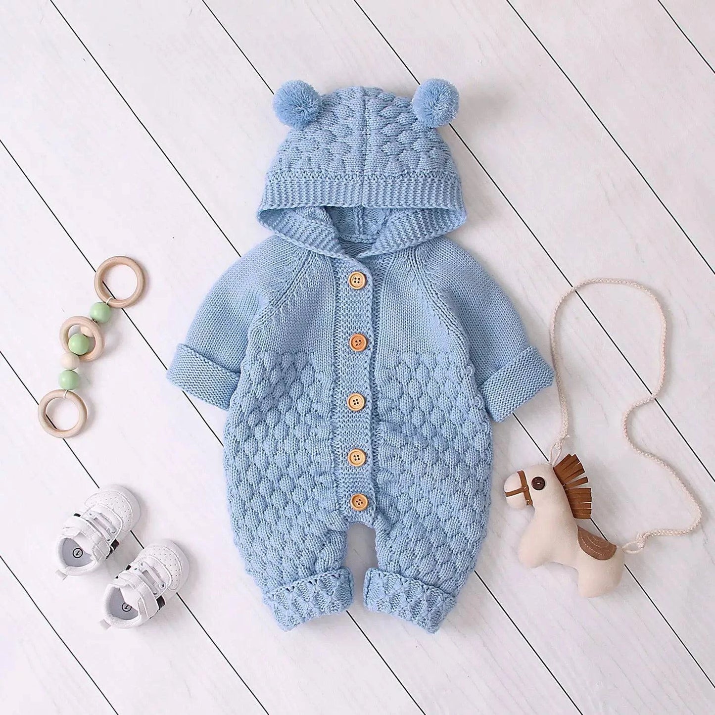 Embrace Cozy Chic: The Ultimate Ear Knit Romper with Hoodie for Your Little One 🌟👶 - Home Kartz