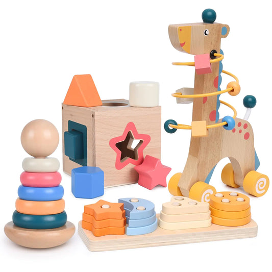 Early Excellence: 4-in-1 Wooden Montessori Learning Set! 🦒🧩