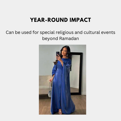 Satin Butterfly Abaya | Elegant Islamic Maxi Dress for Ramadan and Beyond | Available in 15 Colours - Home Kartz