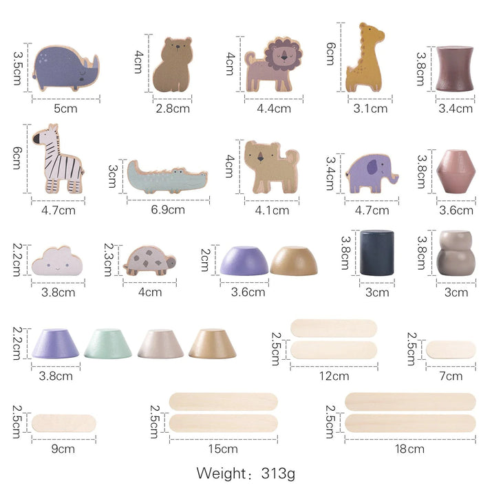 Montessori Wooden Animal Stacking Toy | Builds Balance & Fine Motor Skills Eco Kids Bay