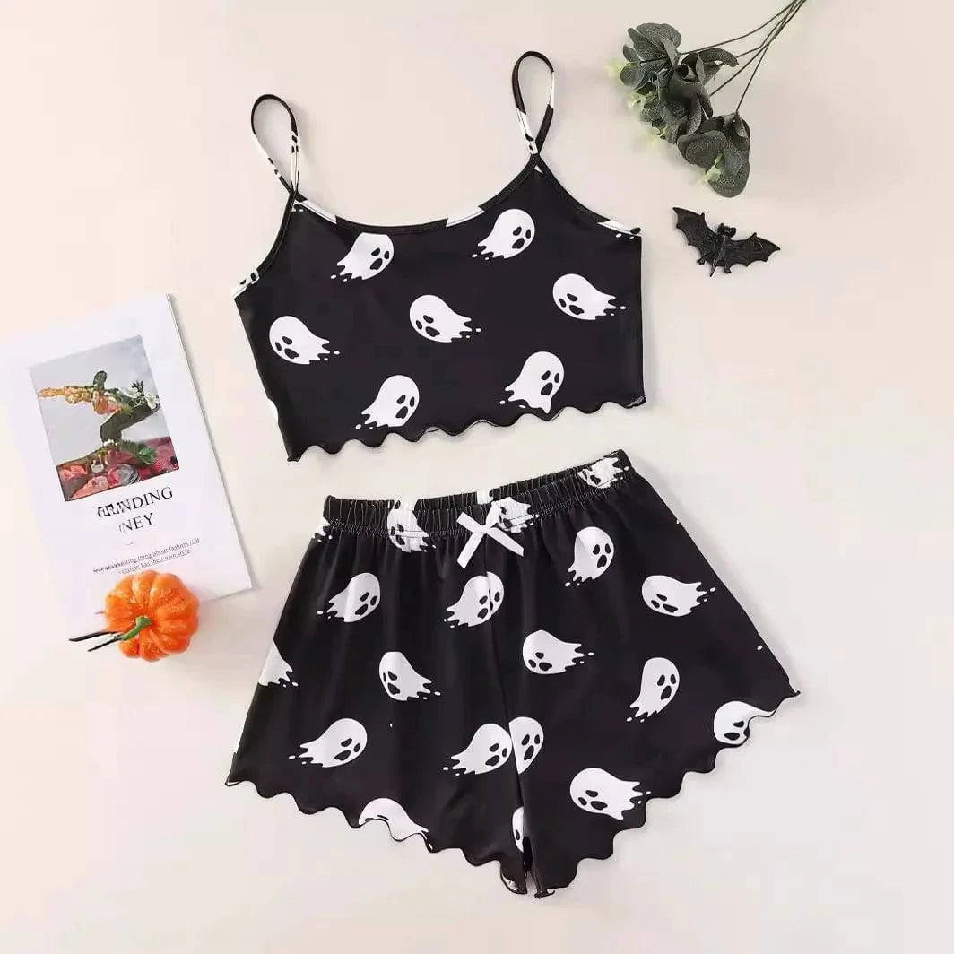 Women’s Halloween Two-Piece Pajama Set – Cozy Polyester Sleepwear - Home Kartz