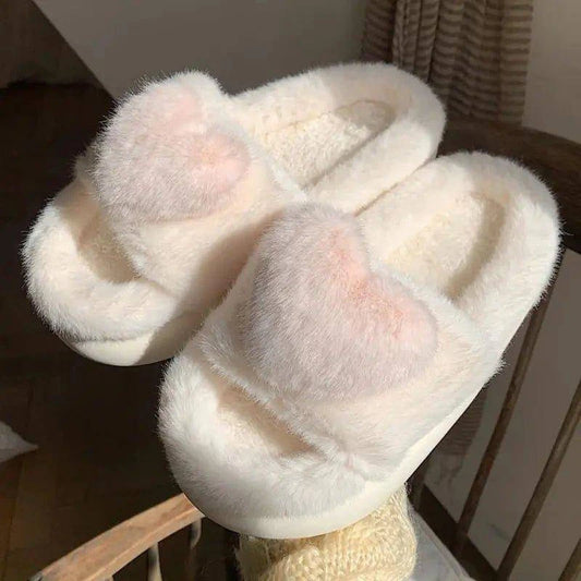 💖 Heart Love Fluffy Fur Slippers | Luxurious Comfort & Warmth for Cozy Days 🌟 - Home Kartz
