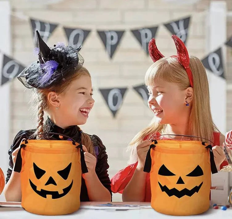 Halloween Glowing Pumpkin Candy Bag with LED Lights | Durable Trick-or-Treat Bag - Home Kartz