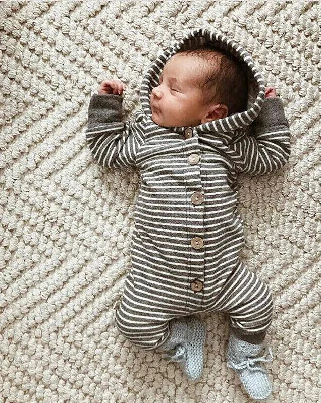 Cozy and Stylish Baby Toddler Hooded Romper - Perfect for Every Day - Home Kartz