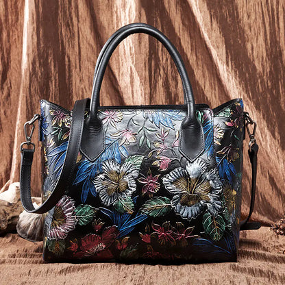 🌸 Artistry in Hand: The Sytle-Carry Vintage Flower Embossed Genuine Leather Handbag – Your Ultimate Flower Embossed Genuine Leather Handbag for Timeless Elegance! 💖