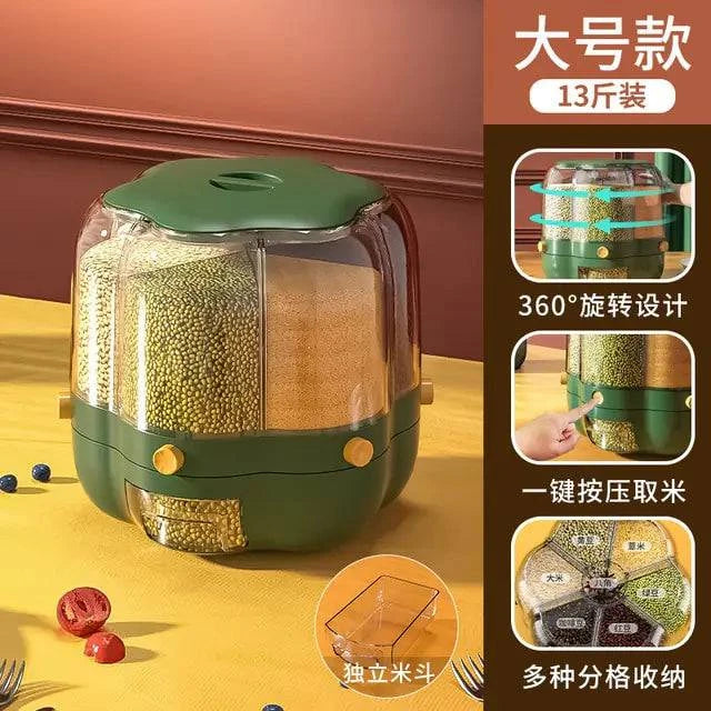 360° Rotating Grains Storage Box – Innovative Dry Food Dispenser for Effortless Kitchen Organization - Home Kartz