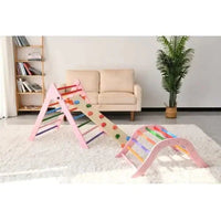 Pink Montessori Foldable Climbing Triangle Set (2-Piece) | Indoor Toddler Climbing Gym for Ages 1-3 Eco Kids Bay